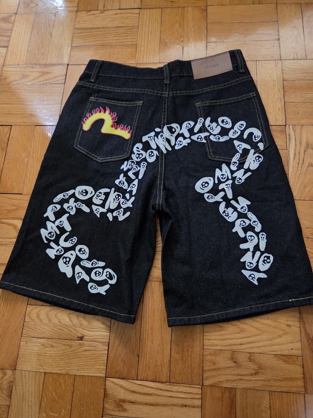 Unisex Black Denim Wideleg Shorts Sz L Will Fit Sz S-m